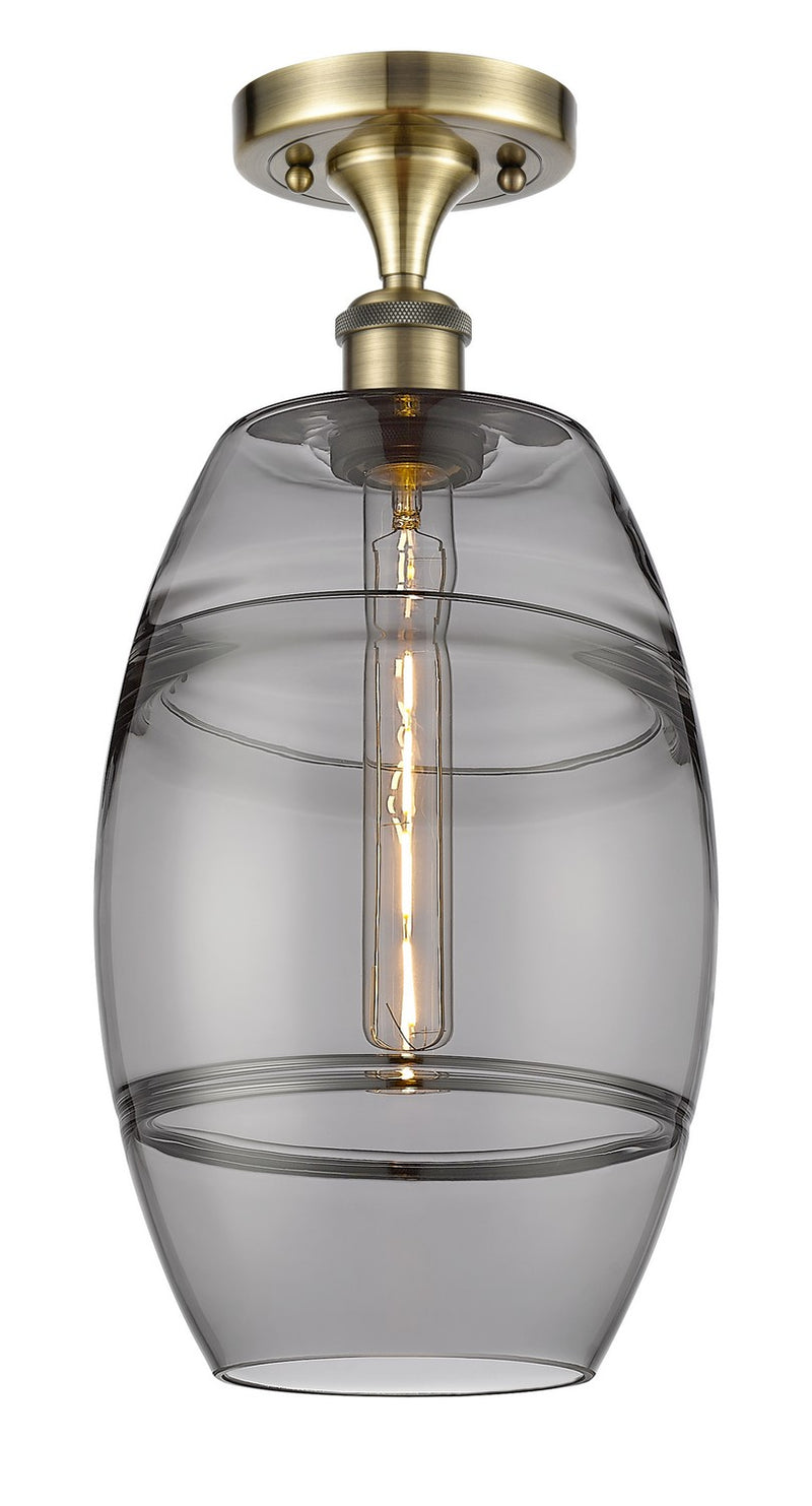 Innovations 516-1C-AB-G557-8SM One Light Semi-Flush Mount, Antique Brass