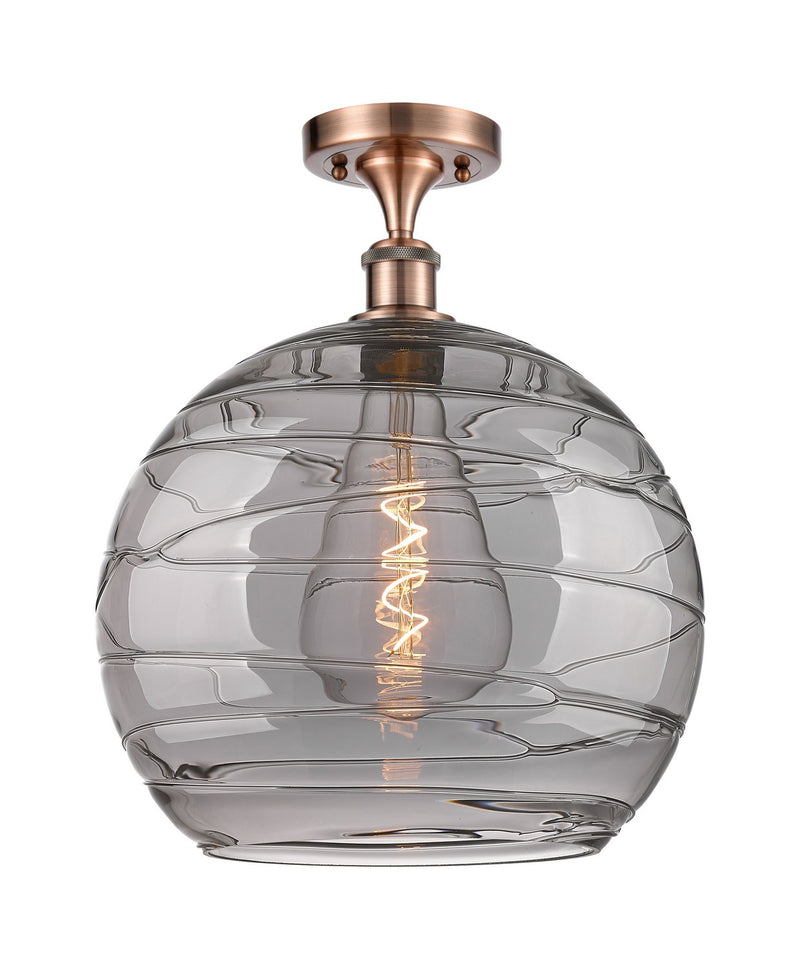 Innovations 516-1C-AC-G1213-14SM One Light Semi-Flush Mount, Antique Copper