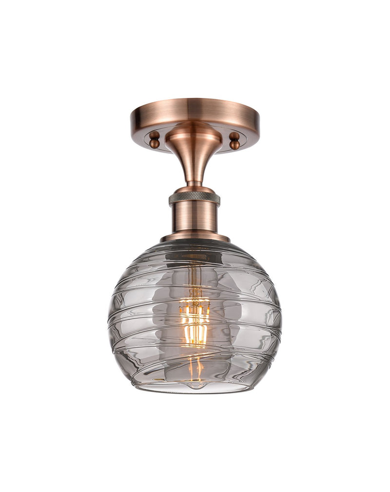 Innovations 516-1C-AC-G1213-6SM One Light Semi-Flush Mount, Antique Copper