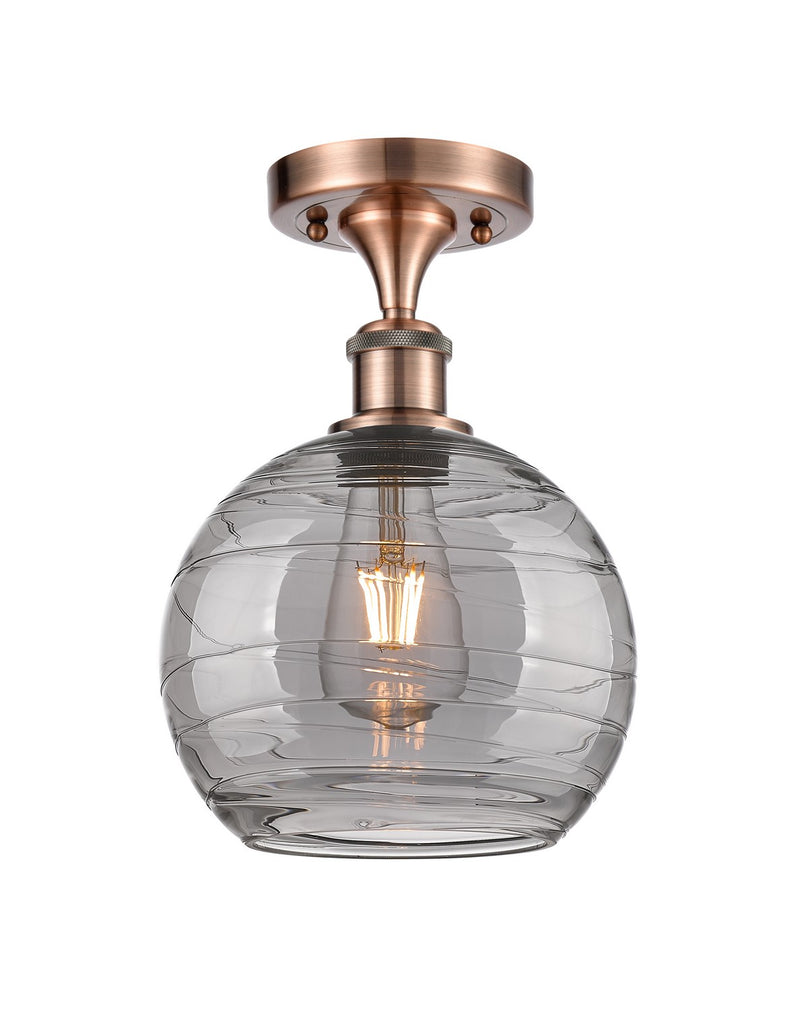 Innovations 516-1C-AC-G1213-8SM One Light Semi-Flush Mount, Antique Copper