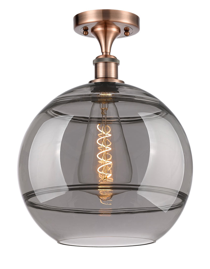 Innovations 516-1C-AC-G556-12SM One Light Semi-Flush Mount, Antique Copper