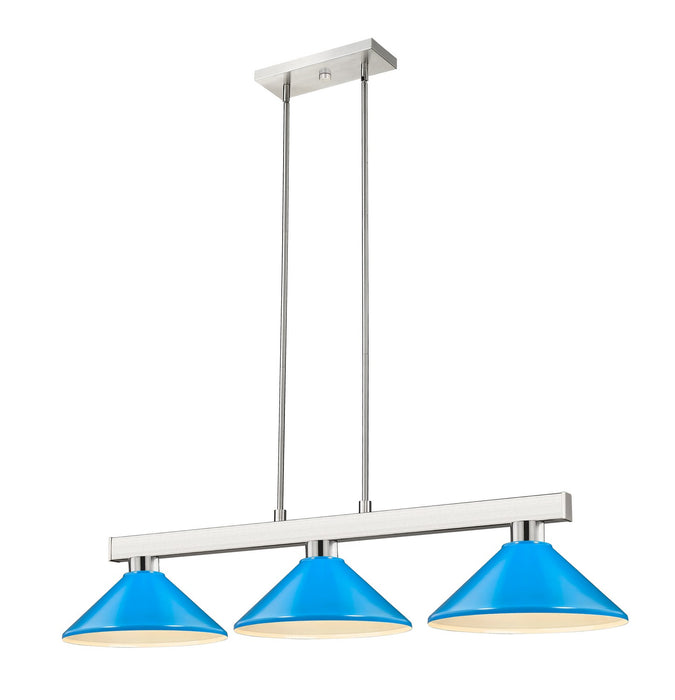 Z-Lite 152BN-MEB Three Light Billiard, Brushed Nickel