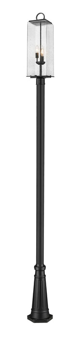 Z-Lite 592PHBR-519P-BK Three Light Outdoor Post Mounted Fixture, Black