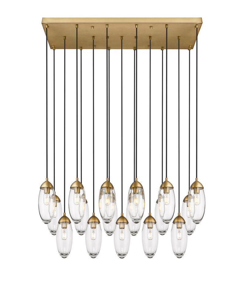 Z-Lite 651P-17L-RB 17 Light Linear Chandelier, Rubbed Brass