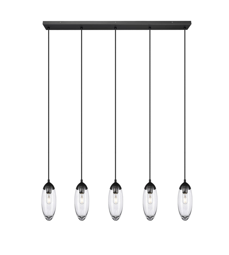 Z-Lite 651P-5L-MB Five Light Linear Chandelier, Matte Black