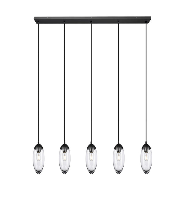 Z-Lite 651P-5L-MB Five Light Linear Chandelier, Matte Black