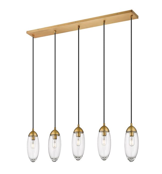 Z-Lite 651P-5L-RB Five Light Linear Chandelier, Rubbed Brass