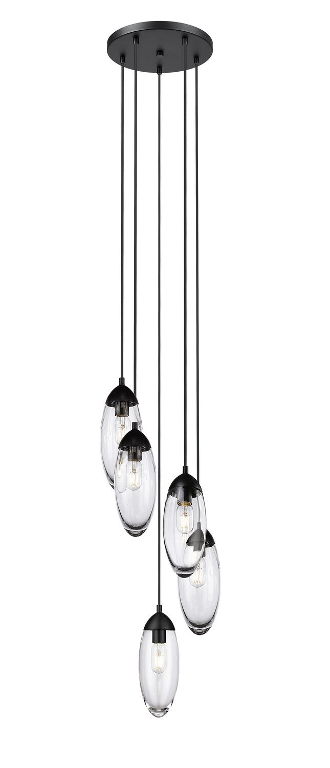 Z-Lite 651P-5R-MB Five Light Chandelier, Matte Black