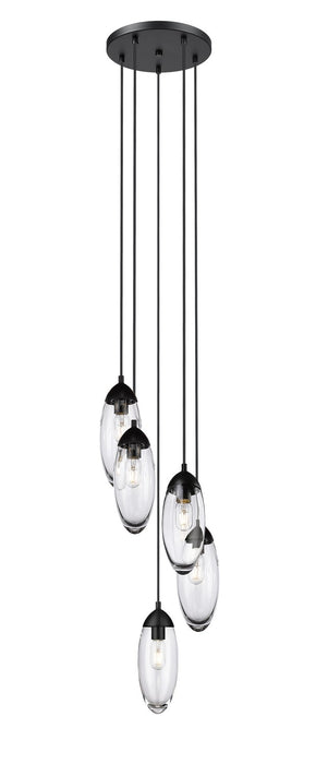 Z-Lite 651P-5R-MB Five Light Chandelier, Matte Black