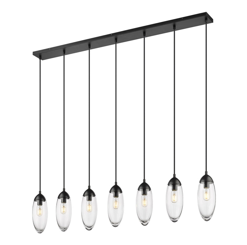 Z-Lite 651P-7L-MB Seven Light Linear Chandelier, Matte Black