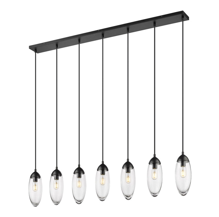 Z-Lite 651P-7L-MB Seven Light Linear Chandelier, Matte Black