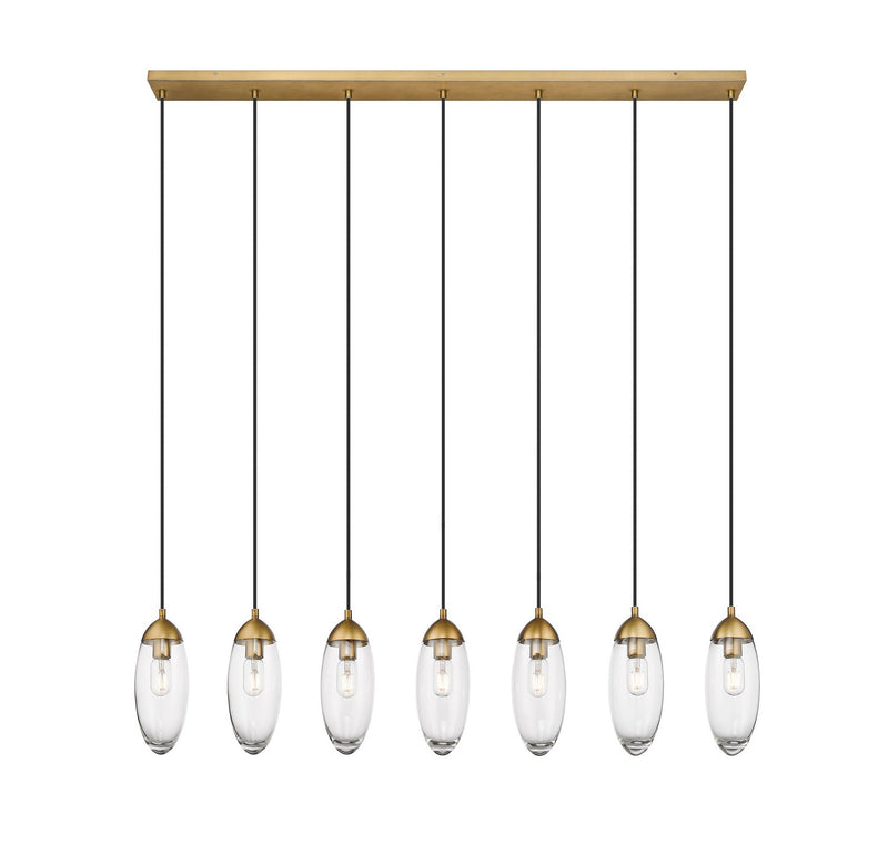 Z-Lite 651P-7L-RB Seven Light Linear Chandelier, Rubbed Brass