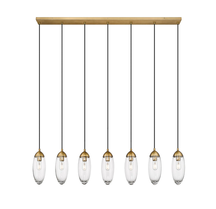 Z-Lite 651P-7L-RB Seven Light Linear Chandelier, Rubbed Brass