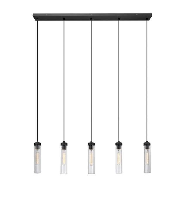 Z-Lite 740P-5L-MB Five Light Linear Chandelier, Matte Black