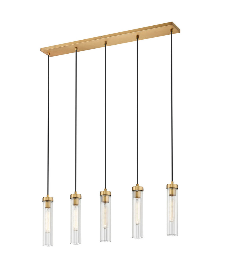Z-Lite 740P-5L-RB Five Light Linear Chandelier, Rubbed Brass