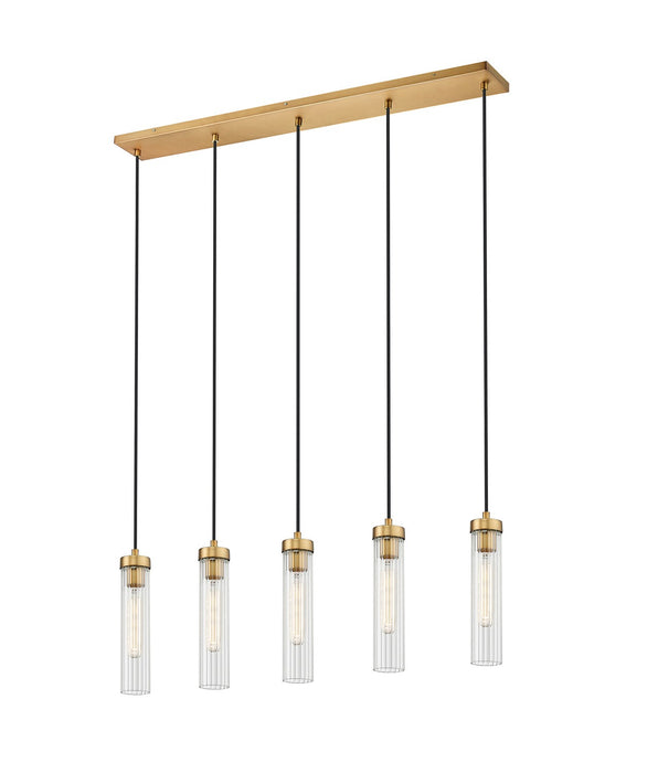 Z-Lite 740P-5L-RB Five Light Linear Chandelier, Rubbed Brass