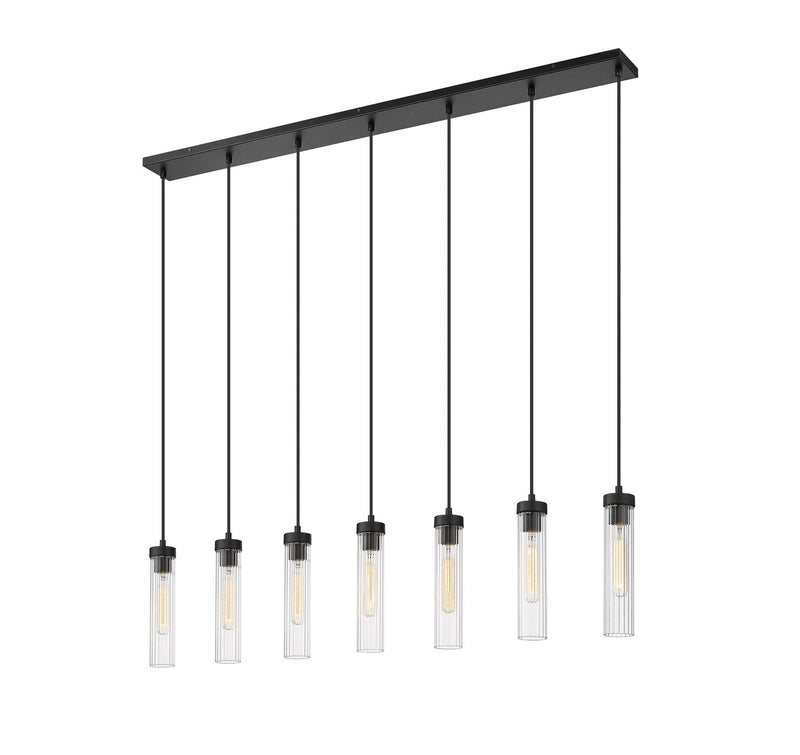 Z-Lite 740P-7L-MB Seven Light Linear Chandelier, Matte Black