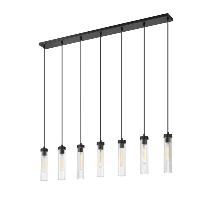 Z-Lite 740P-7L-MB Seven Light Linear Chandelier, Matte Black