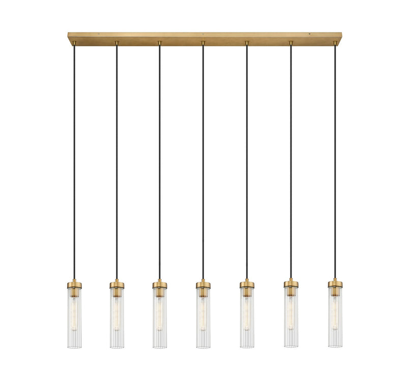 Z-Lite 740P-7L-RB Seven Light Linear Chandelier, Rubbed Brass
