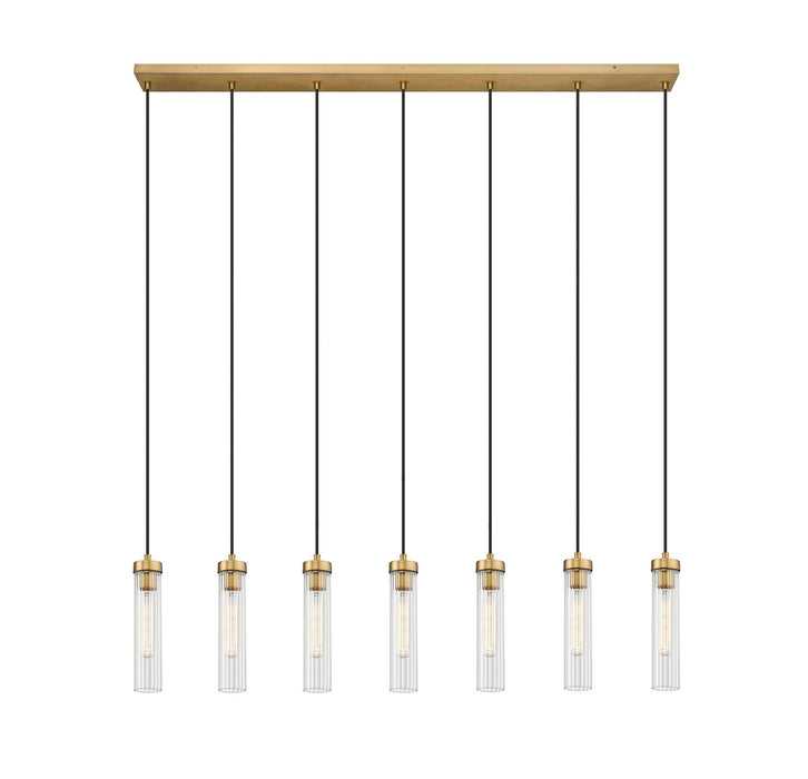 Z-Lite 740P-7L-RB Seven Light Linear Chandelier, Rubbed Brass