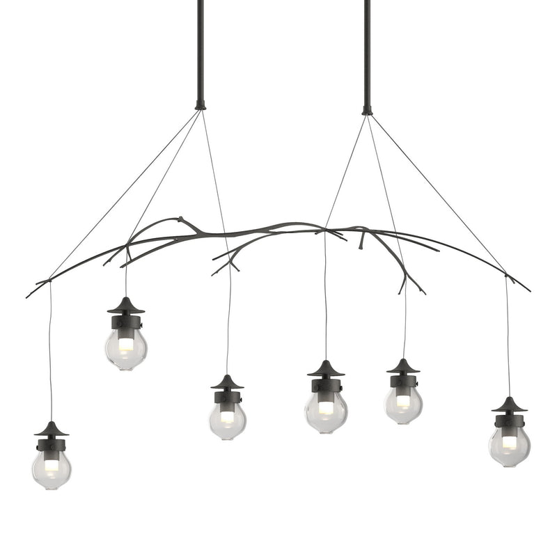 Hubbardton Forge 136560-SKT-LONG-20-ZM0565 Six Light Pendant, Natural Iron