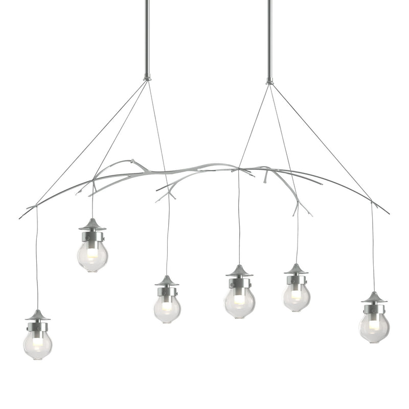 Hubbardton Forge 136560-SKT-LONG-82-ZM0565 Six Light Pendant, Vintage Platinum