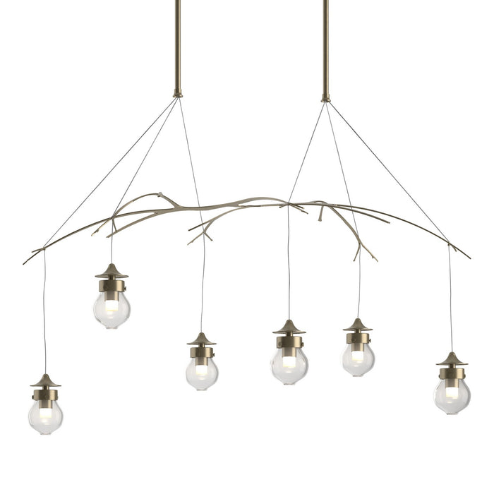 Hubbardton Forge 136560-SKT-LONG-84-ZM0565 Six Light Pendant, Soft Gold