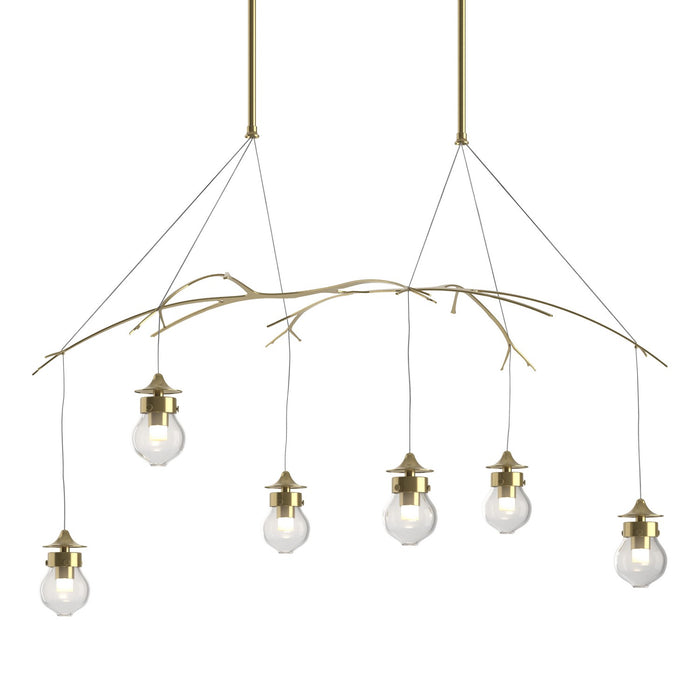Hubbardton Forge 136560-SKT-LONG-86-ZM0565 Six Light Pendant, Modern Brass