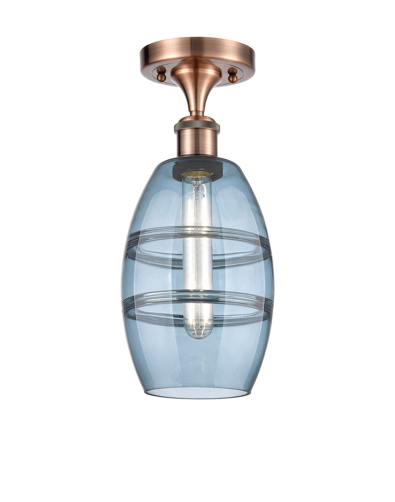 Innovations 516-1C-AC-G557-6BL One Light Semi-Flush Mount, Antique Copper
