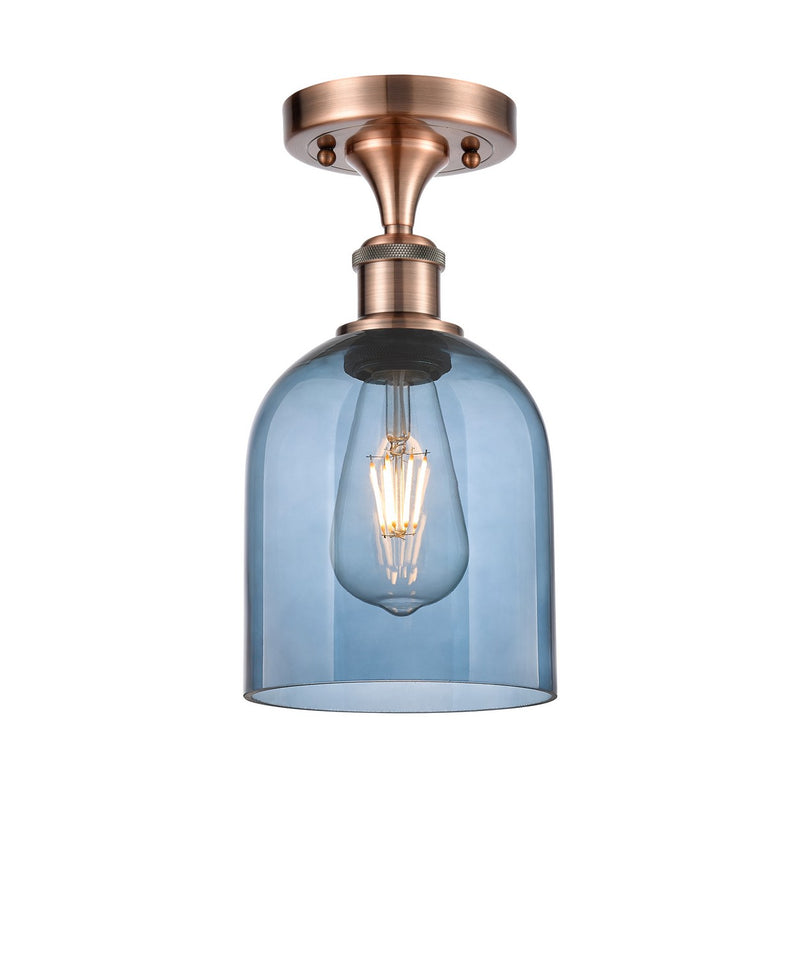 Innovations 516-1C-AC-G558-6BL One Light Semi-Flush Mount, Antique Copper