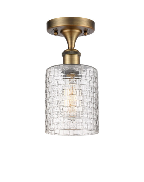 Innovations 516-1C-BB-G112C-5CL One Light Semi-Flush Mount, Brushed Brass