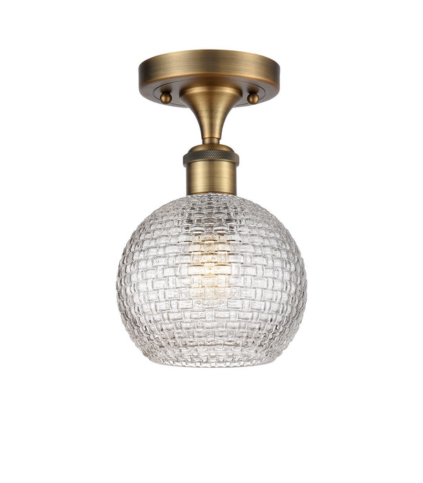 Innovations 516-1C-BB-G122C-6CL One Light Semi-Flush Mount, Brushed Brass