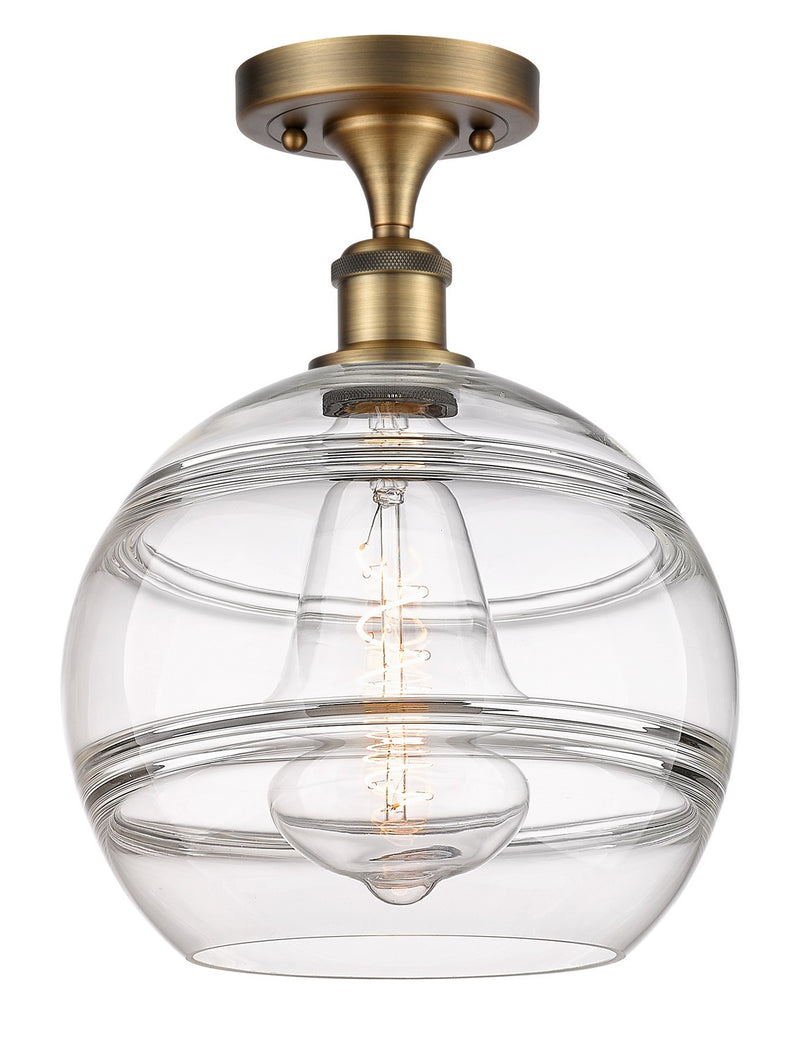 Innovations 516-1C-BB-G556-10CL One Light Semi-Flush Mount, Brushed Brass