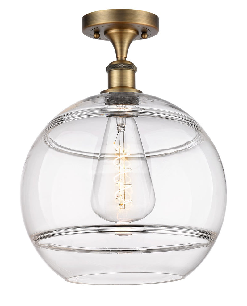 Innovations 516-1C-BB-G556-12CL One Light Semi-Flush Mount, Brushed Brass