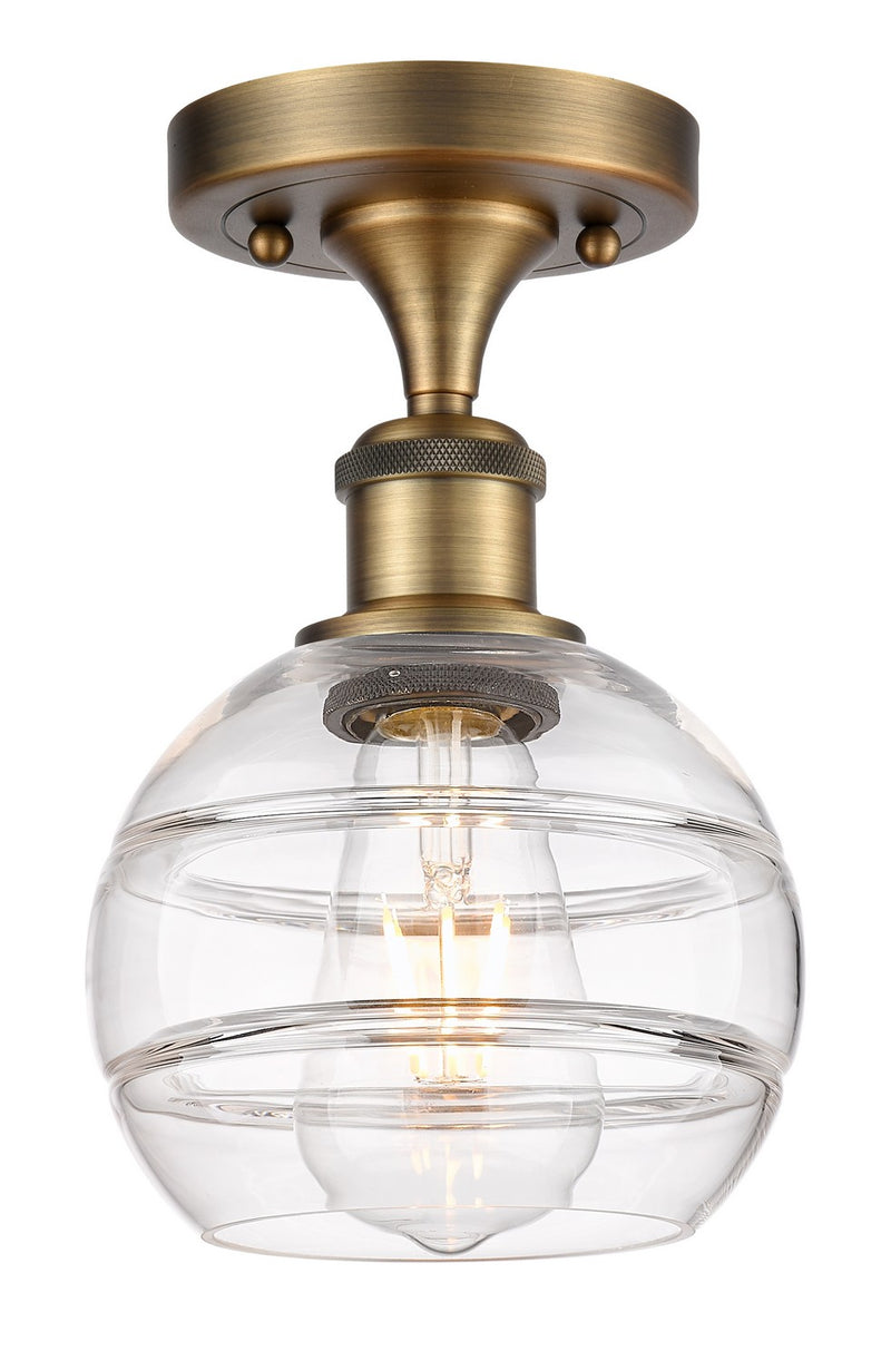 Innovations 516-1C-BB-G556-6CL One Light Semi-Flush Mount, Brushed Brass