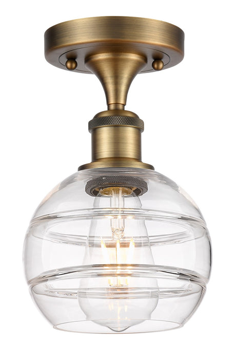Innovations 516-1C-BB-G556-6CL One Light Semi-Flush Mount, Brushed Brass