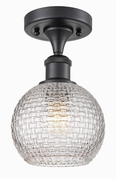 Innovations 516-1C-BK-G122C-6CL One Light Semi-Flush Mount, Matte Black