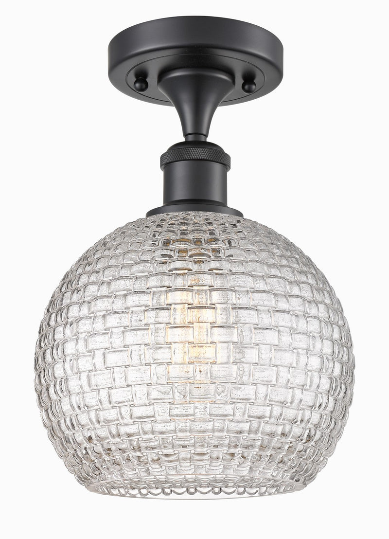 Innovations 516-1C-BK-G122C-8CL One Light Semi-Flush Mount, Matte Black