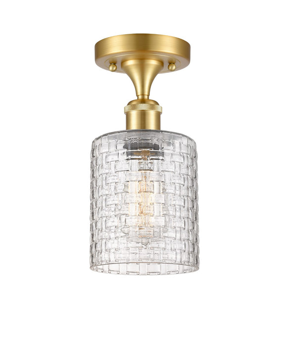 Innovations 516-1C-SG-G112C-5CL One Light Semi-Flush Mount, Satin Gold
