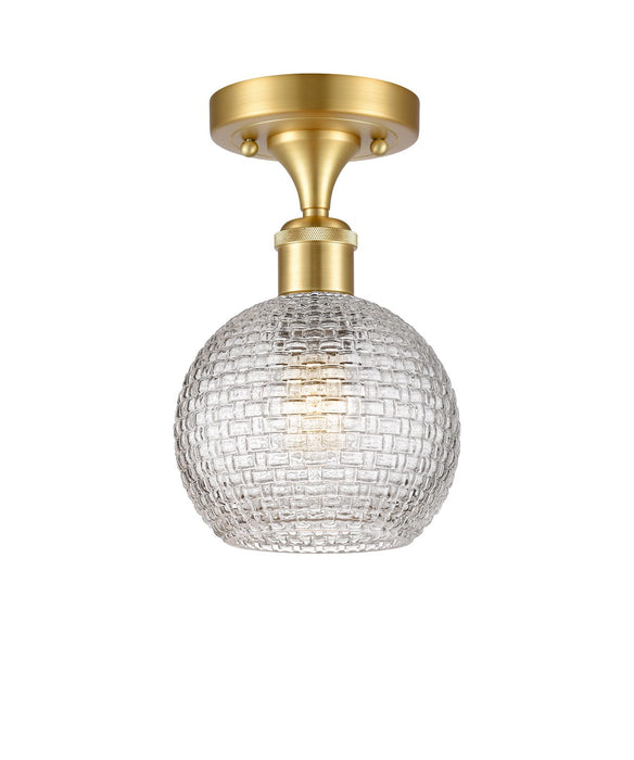 Innovations 516-1C-SG-G122C-6CL One Light Semi-Flush Mount, Satin Gold