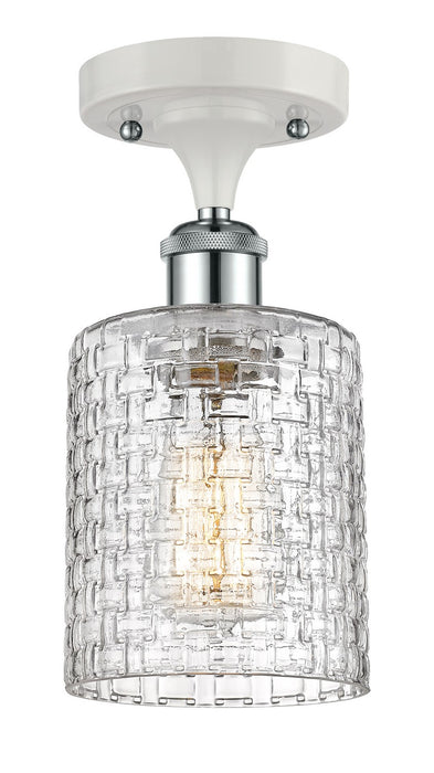 Innovations 516-1C-WPC-G112C-5CL One Light Semi-Flush Mount, White Polished Chrome
