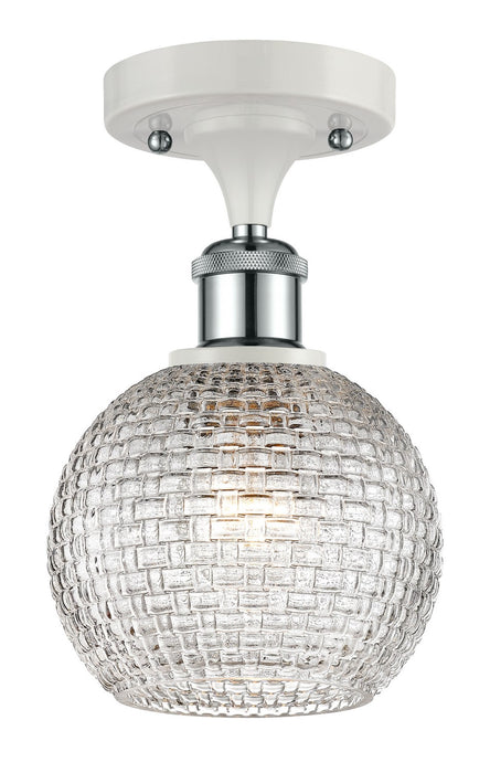 Innovations 516-1C-WPC-G122C-6CL One Light Semi-Flush Mount, White Polished Chrome