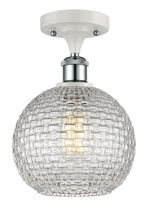 Innovations 516-1C-WPC-G122C-8CL One Light Semi-Flush Mount, White Polished Chrome