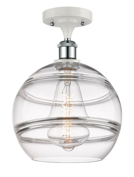 Innovations 516-1C-WPC-G556-10CL One Light Semi-Flush Mount, White Polished Chrome