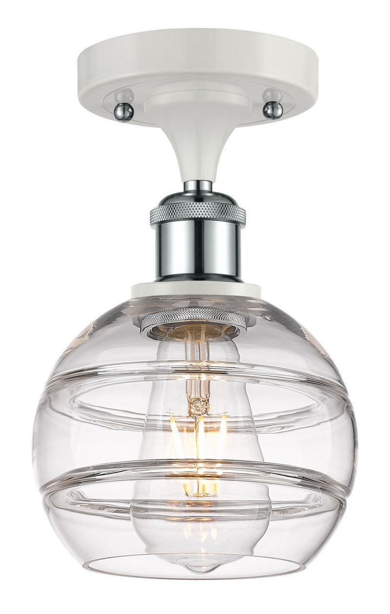 Innovations 516-1C-WPC-G556-6CL One Light Semi-Flush Mount, White Polished Chrome