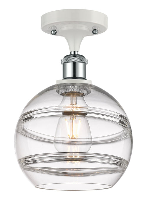 Innovations 516-1C-WPC-G556-8CL One Light Semi-Flush Mount, White Polished Chrome