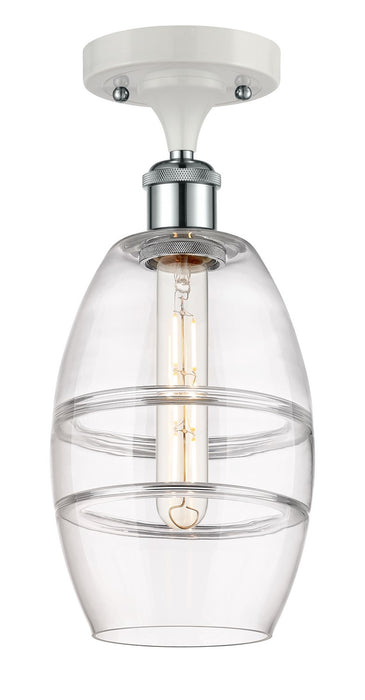 Innovations 516-1C-WPC-G557-6CL One Light Semi-Flush Mount, White Polished Chrome
