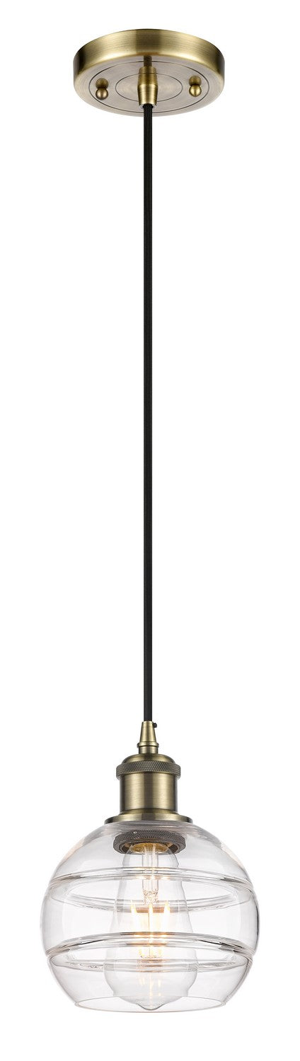 Innovations 516-1P-AB-G556-6CL One Light Mini Pendant, Antique Brass