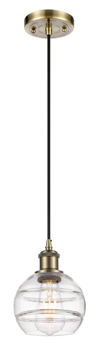Innovations 516-1P-AB-G556-6CL One Light Mini Pendant, Antique Brass