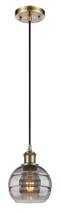 Innovations 516-1P-AB-G556-6SM One Light Mini Pendant, Antique Brass